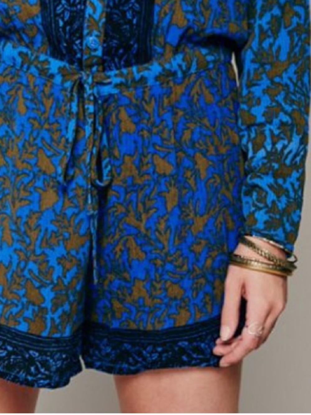 FREE PEOPLE Resort Romper - Blue and Green Patterned - Picture 5 of 15
